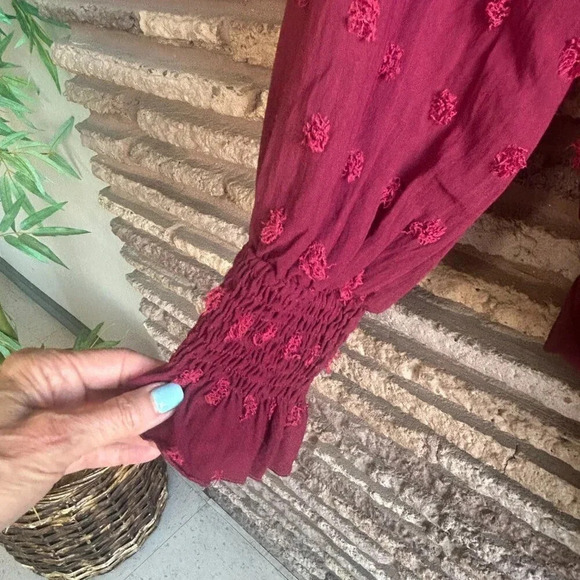 Blooming Jelly Cranberry Red Tufted Long Sleeve Bodysuit NWT Size Large - Picture 2 of 7